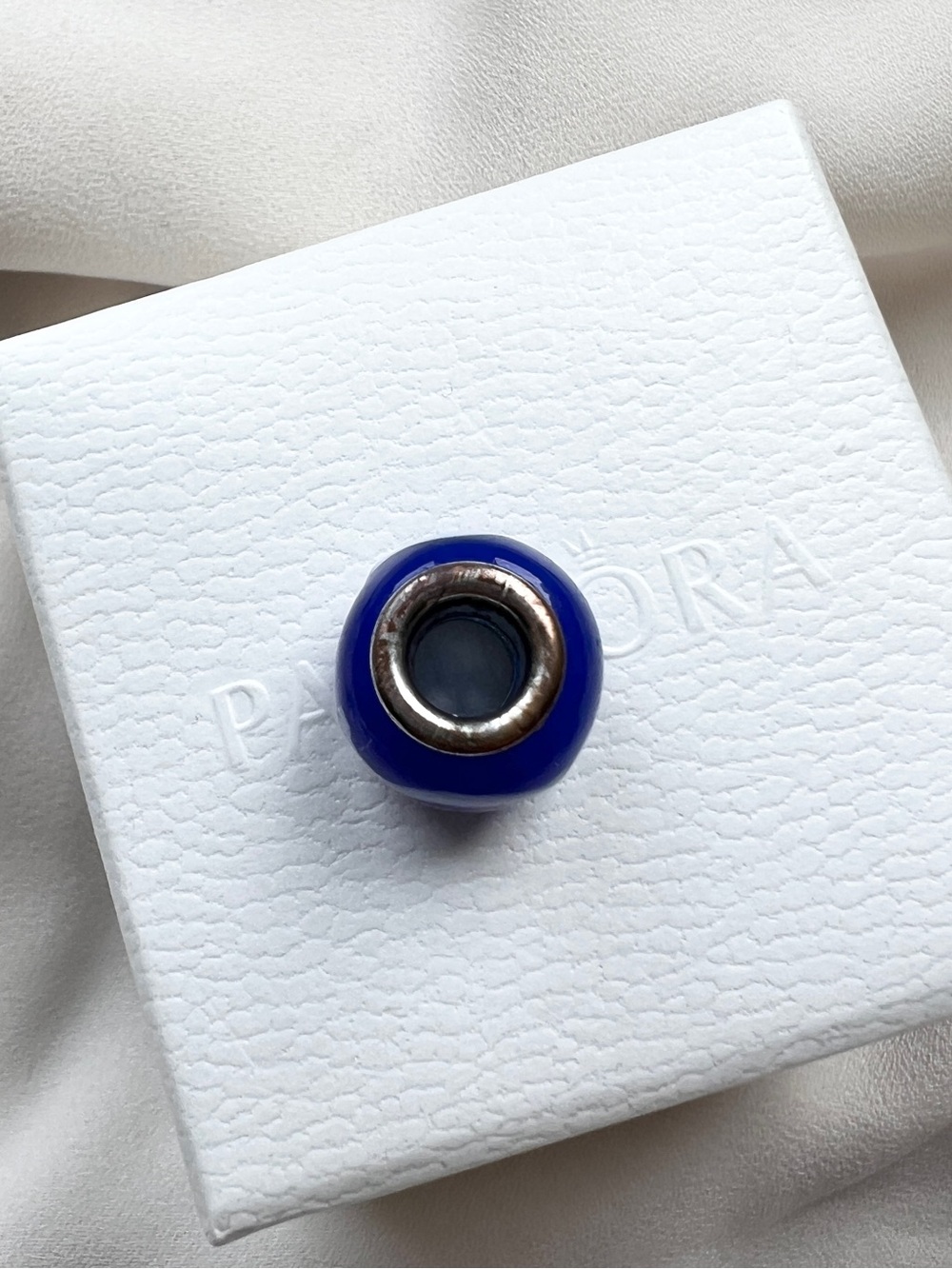 PANDORA BLUE WHITE WAVES MURANO GLASS CHARM - Picture 4 of 6